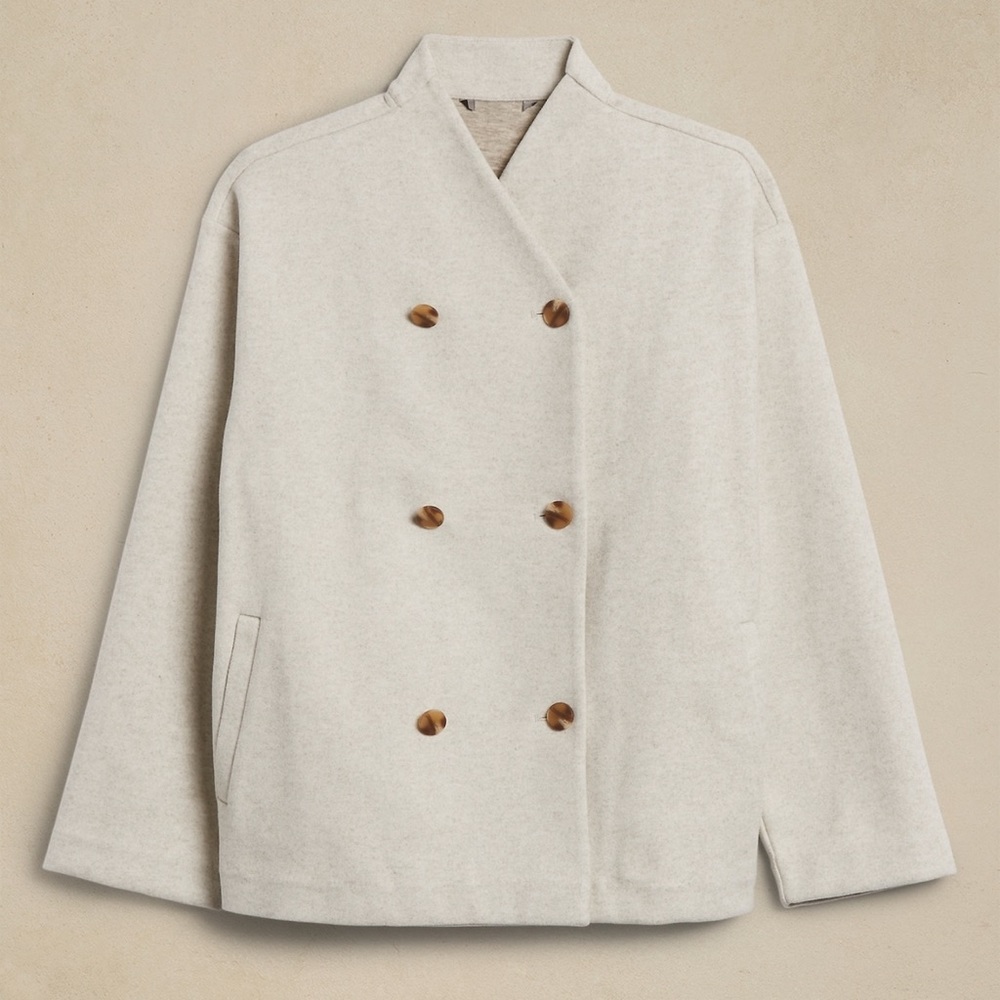 Melton Brushed Heavy Knit Double Breasted Jacket Size XL - Picture 2 of 3